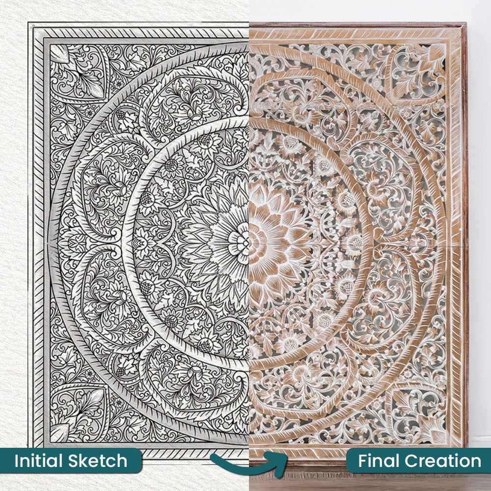 Carved Full Bed Headboard "Manusa"- 78 inch - USA