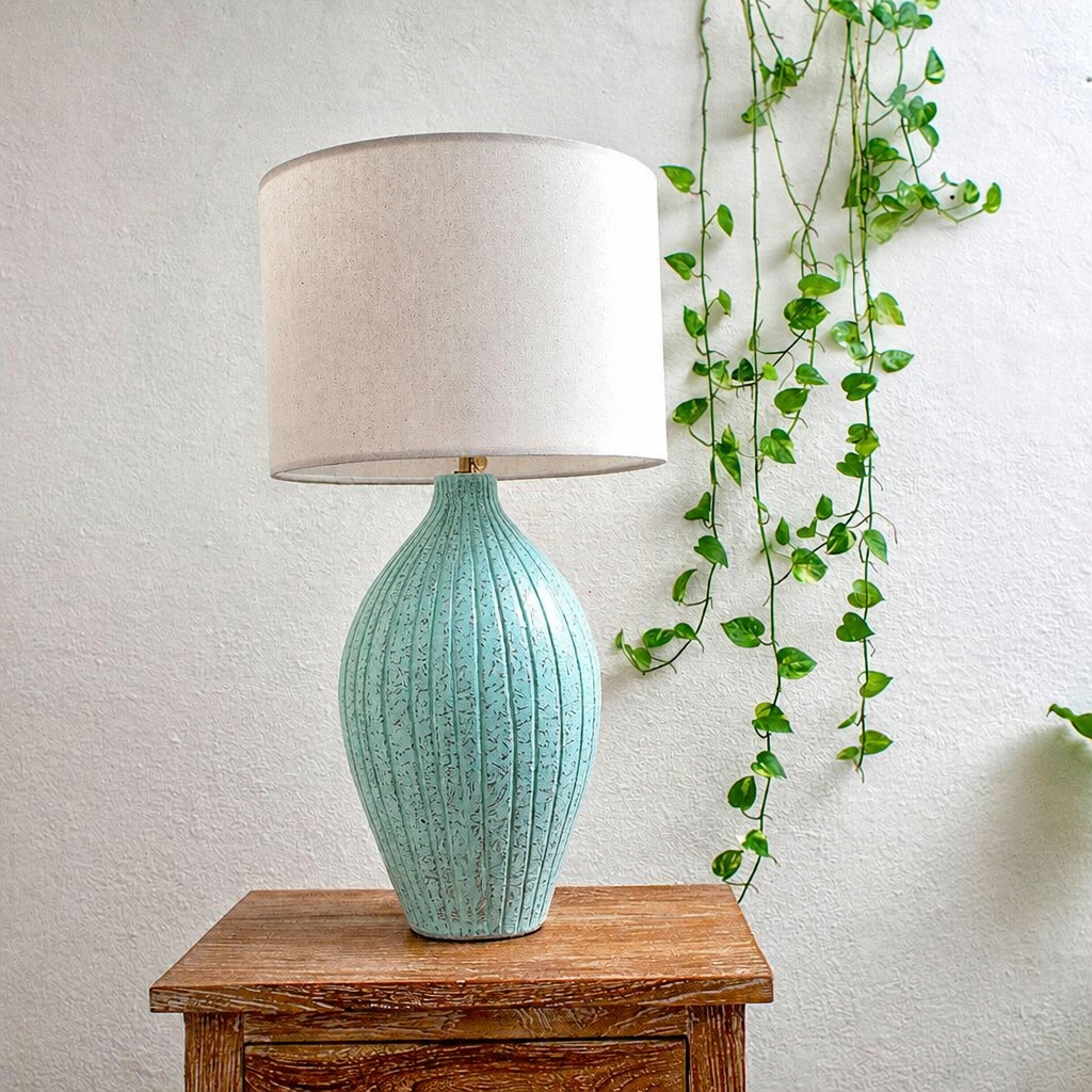 Ceramic Table Lamp 'Olive' - Turquoise