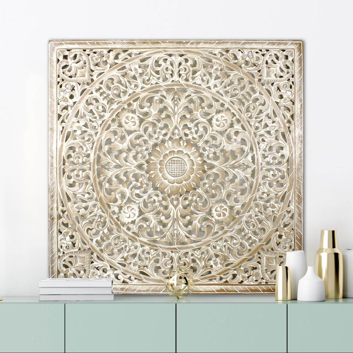 Carved Decorative Panel "Melati" - Antic Wash - 100 cm