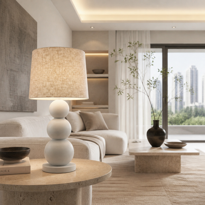 Wooden Table Lamp in White 'Kalaitu' - 60 cm