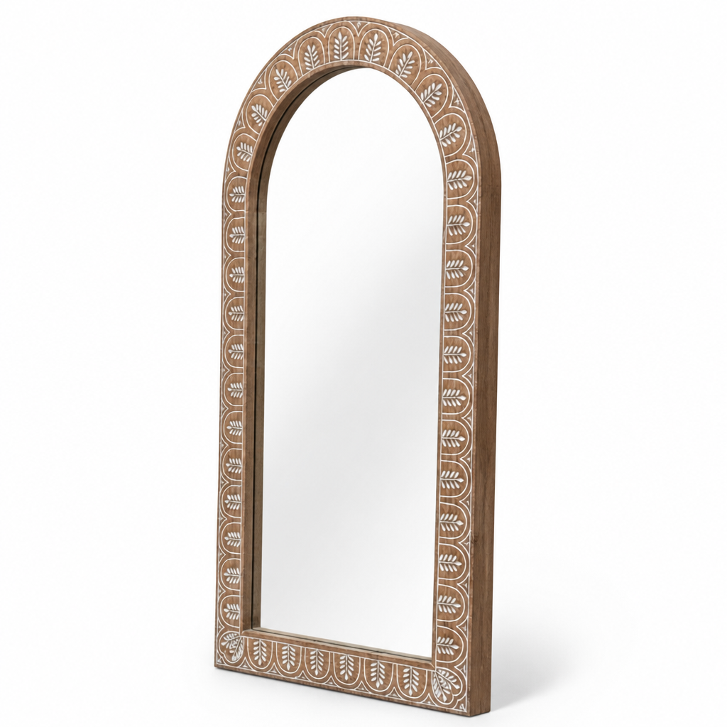 Hand Carved Mirror "Dedari" - Antic Wash - 180 x 90 cm