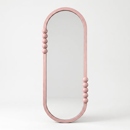 Wooden Mid-Century Mirror 'Noemi' - Pink -  160 x 60 cm