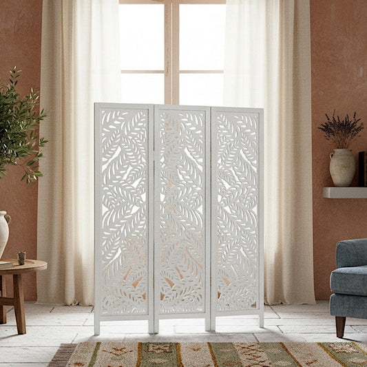 Carved Room Divider "Amara" 170 cm - White