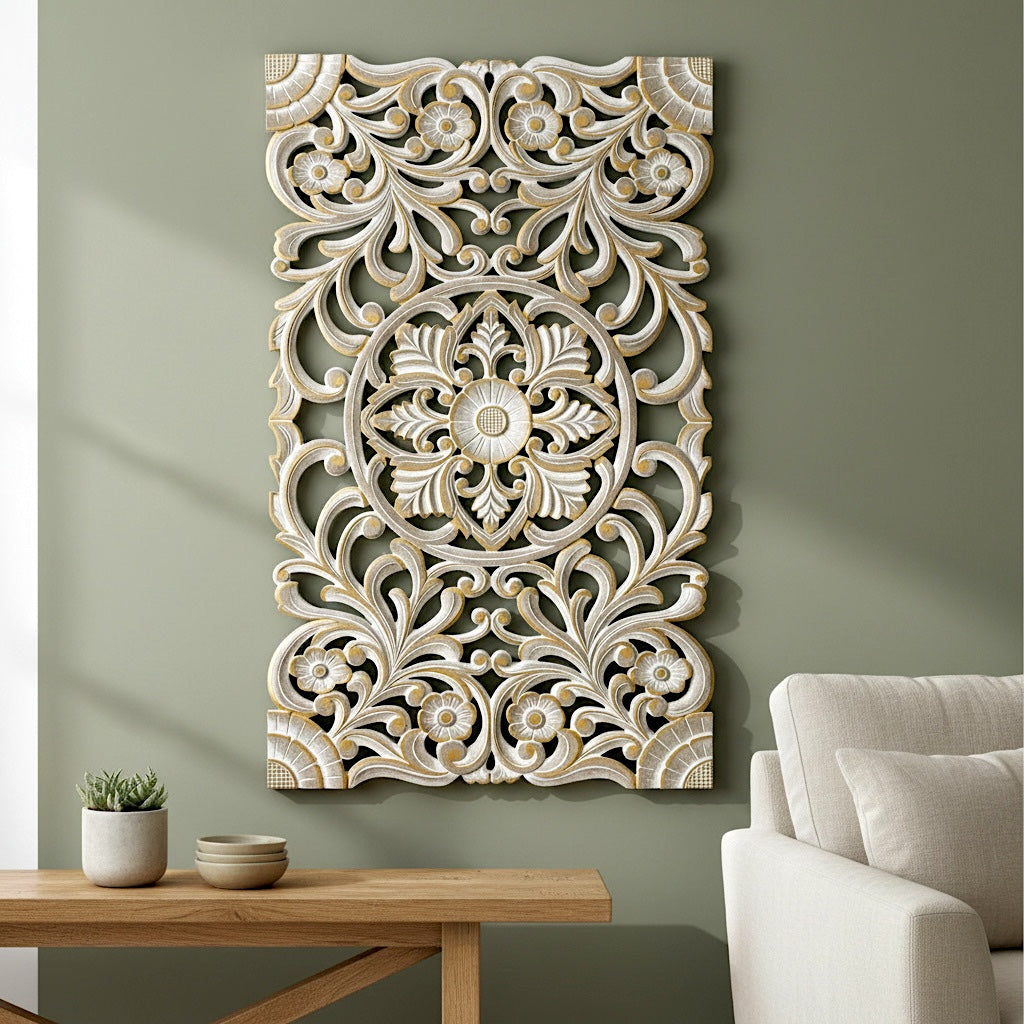 Decorative Panel "Azalea" - Gold Antic Wash