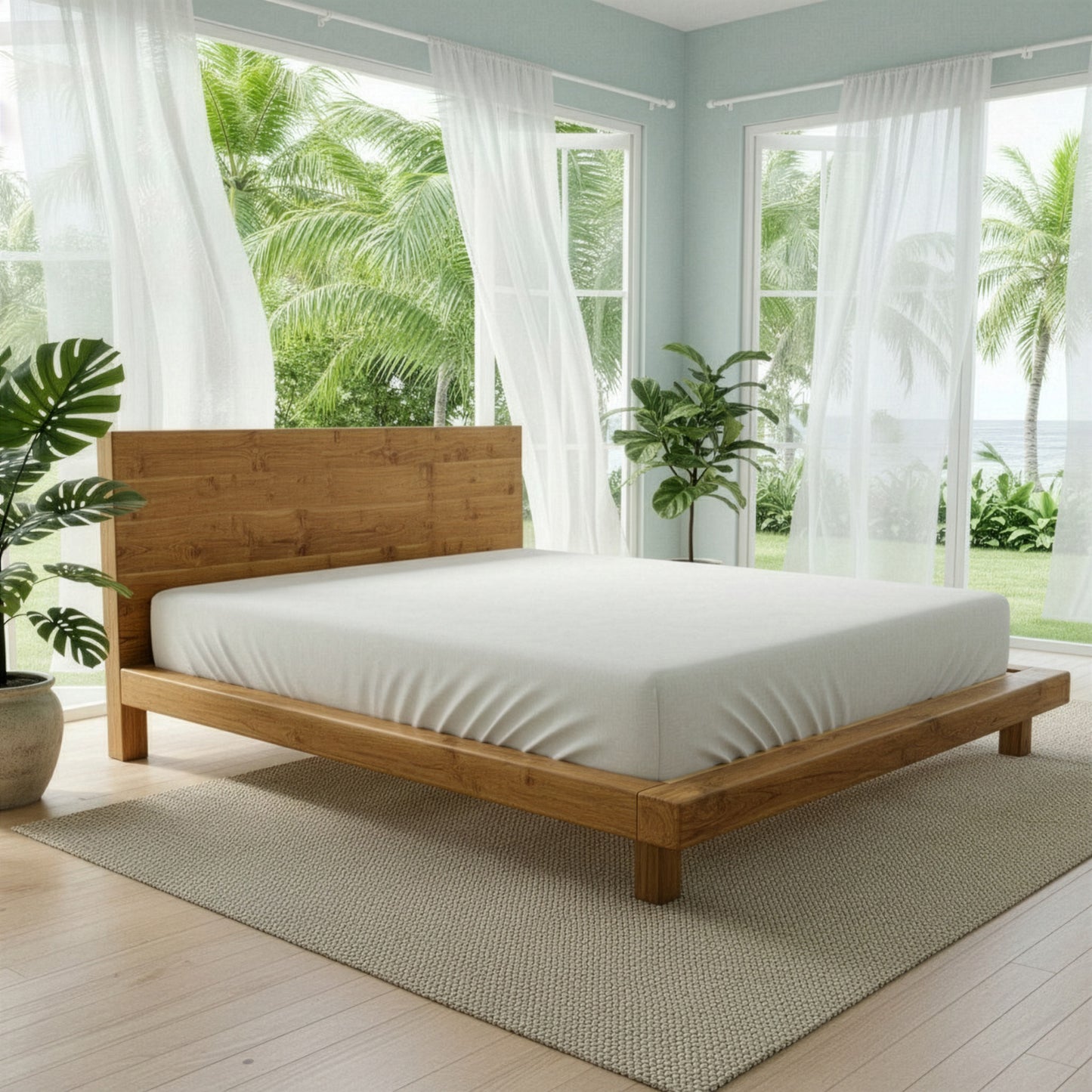 Teak Wooden Bed Frame "Kanav" - King Size