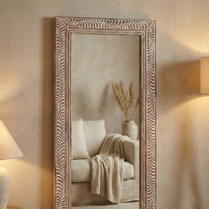 Hand Carved Mirror "Dumogi" - Natural wash - 180cm