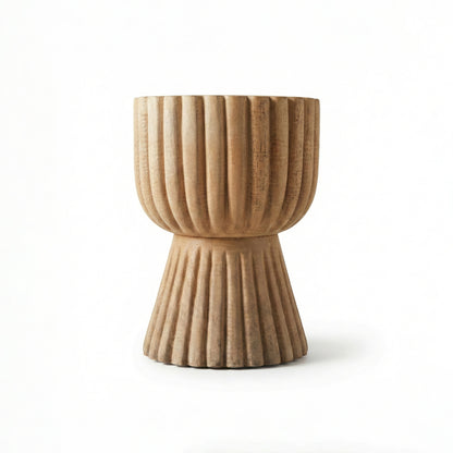 Sculptural Wooden Side Table / Stool 'Teduh' in Natural - 35 x 45 cm
