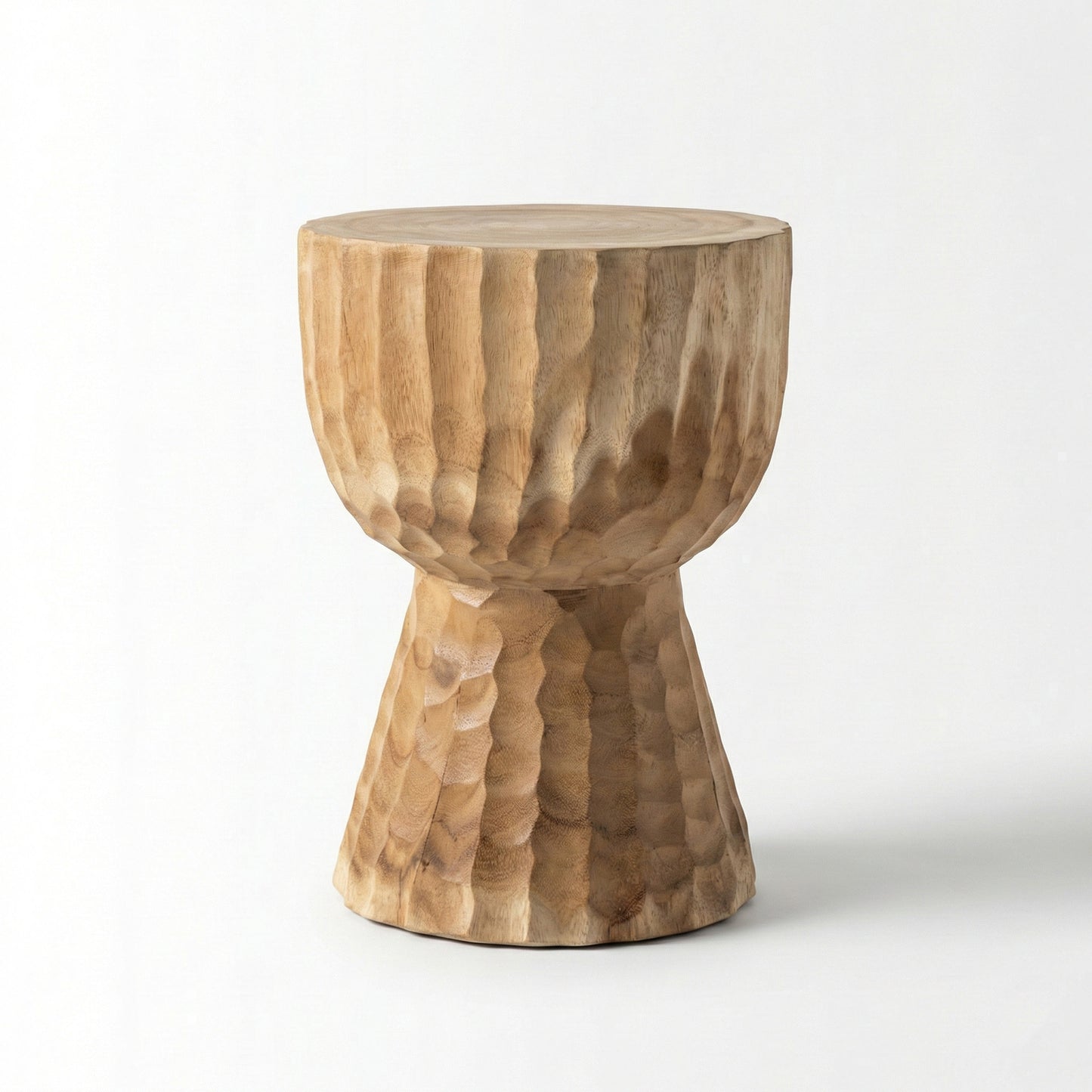 Sculptural Wooden Side Table / Stool 'Rantika' in Natural - 35 x 45 cm