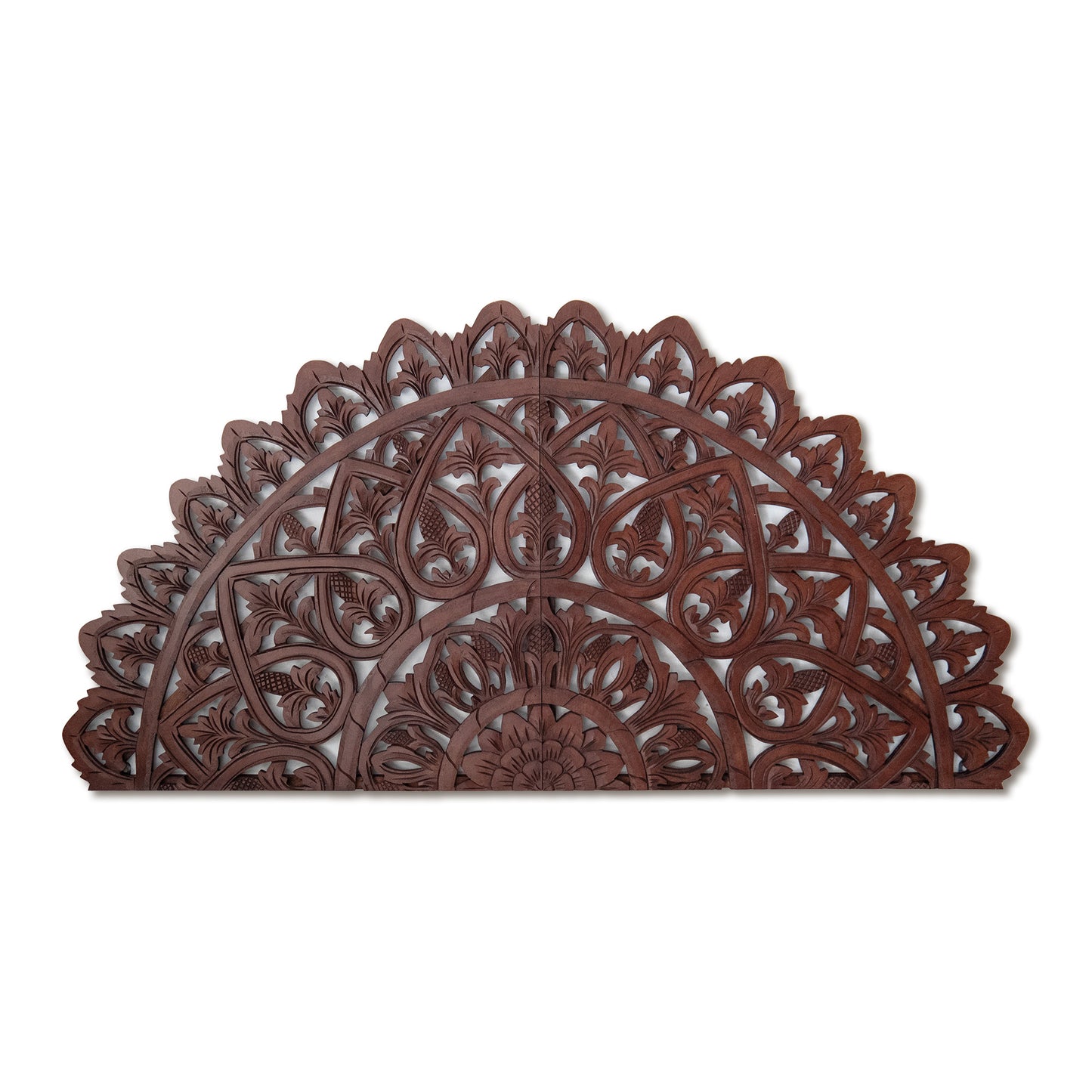 Carved Bed Headboard "Mahkota" - Brown - [US-stock]