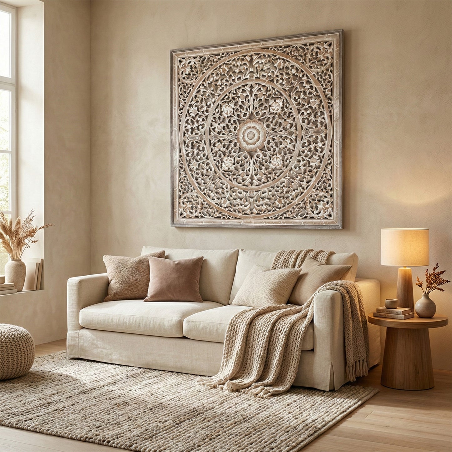 Carved Decorative Panel "Mawar" - 100 cm