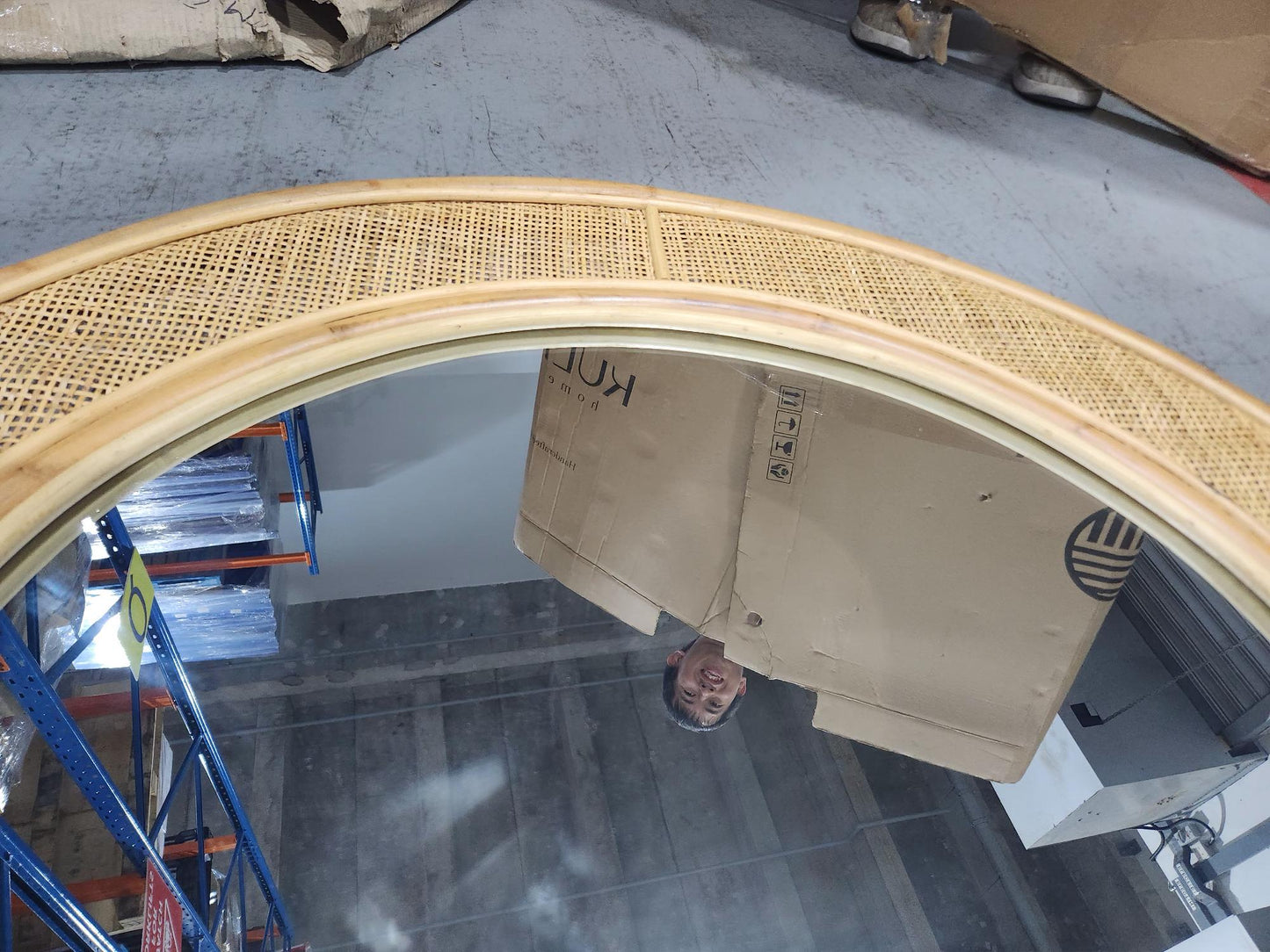 SALE - Hand Woven Full Rattan Mirror "Maharani" - 200 x 100 cm  - Small Dent on Glass