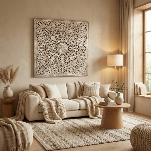 Carved Decorative Panel "Melati" - Antic Wash - 100 cm