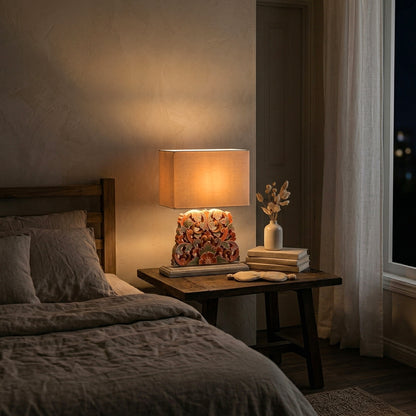 Carved Table Lamp 'Merak' - Multicolor Red