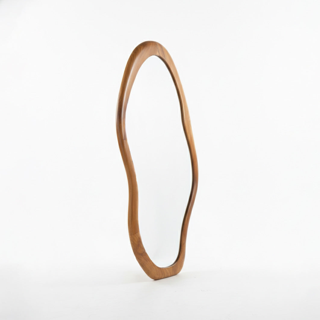 Wooden Organic Mirror 'Laras' - Natural -  110 x 50 cm