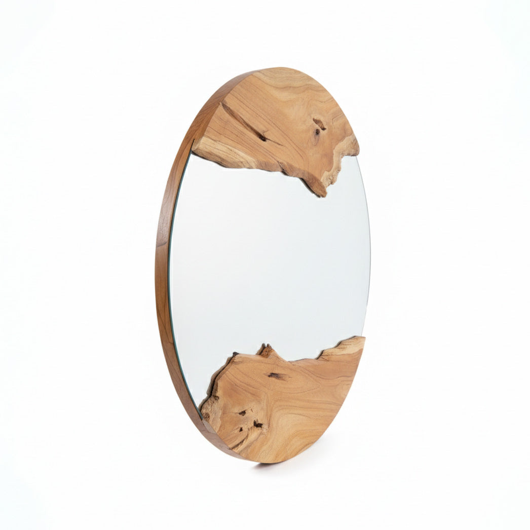 Wooden Round Mirror "Bumi" - Natural - 60 cm