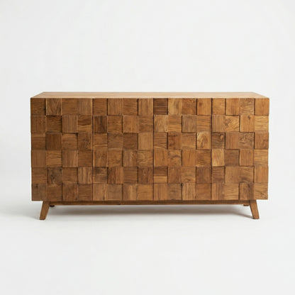 Wooden Carved Sideboard Console Cabinet "Sejati" - Natural - 180 cm