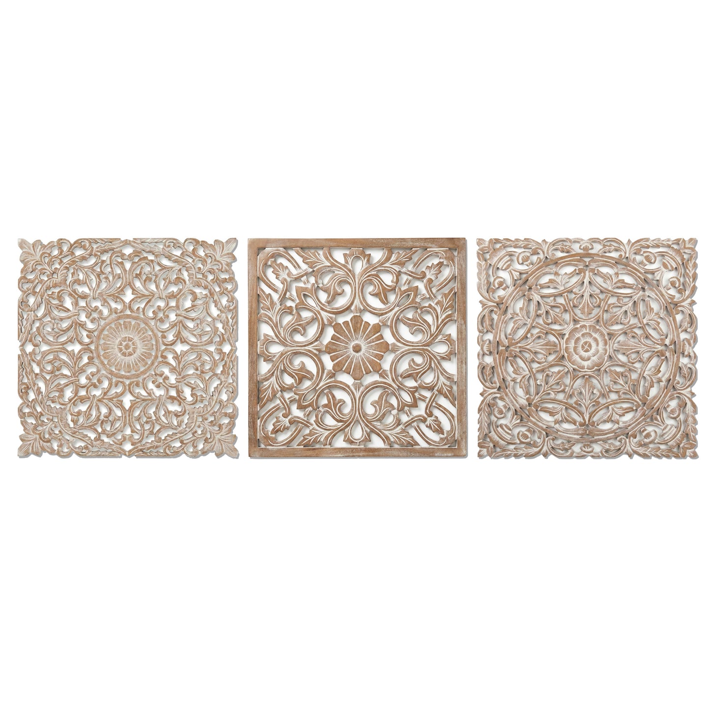 Set of 3 Decorative Panels "Pererenan" - Antic Wash - 50 cm