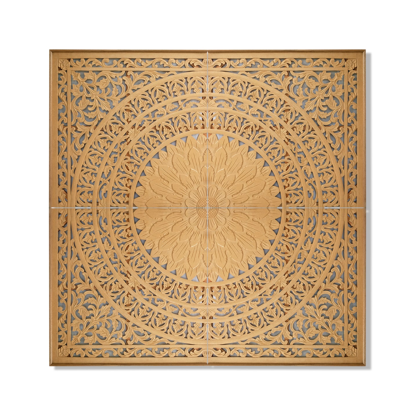 Carved Full Bed Headboard "Seruni" in Natural Brown