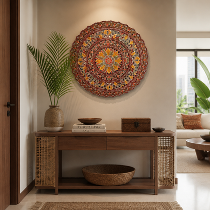 Carved Mandala Decorative Panel "Sri" - 100 cm