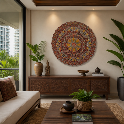 Carved Mandala Decorative Panel "Sri" - 100 cm