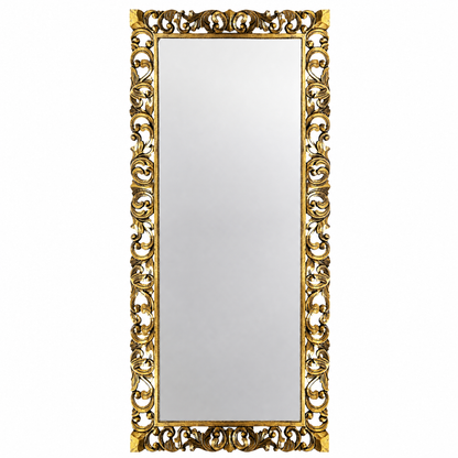 Hand Carved Mirror "Cempaka" Gold Antique Wash - 180 x 80 cm