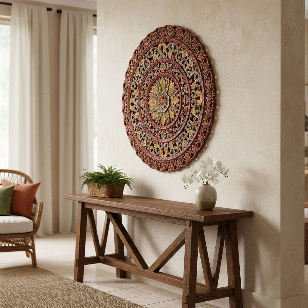 Carved Mandala Decorative Panel "Sri" - 100 cm