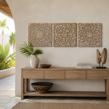 Set of 3 Decorative Panels "Pererenan" - Antic Wash - 50 cm
