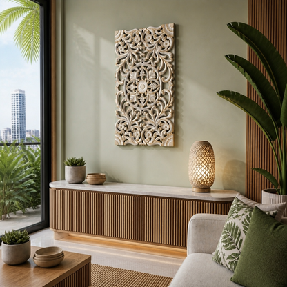 Decorative Panel "Azalea" - Gold Antique Wash - 100 x 60 cm