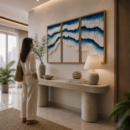 Bas-Relief Wall Art “Vague” – Set of 3 - 40 x 60 cm