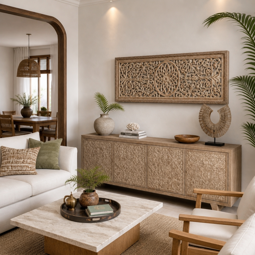 Carved Decorative Panel "Nirwana" - 125 x 42 cm