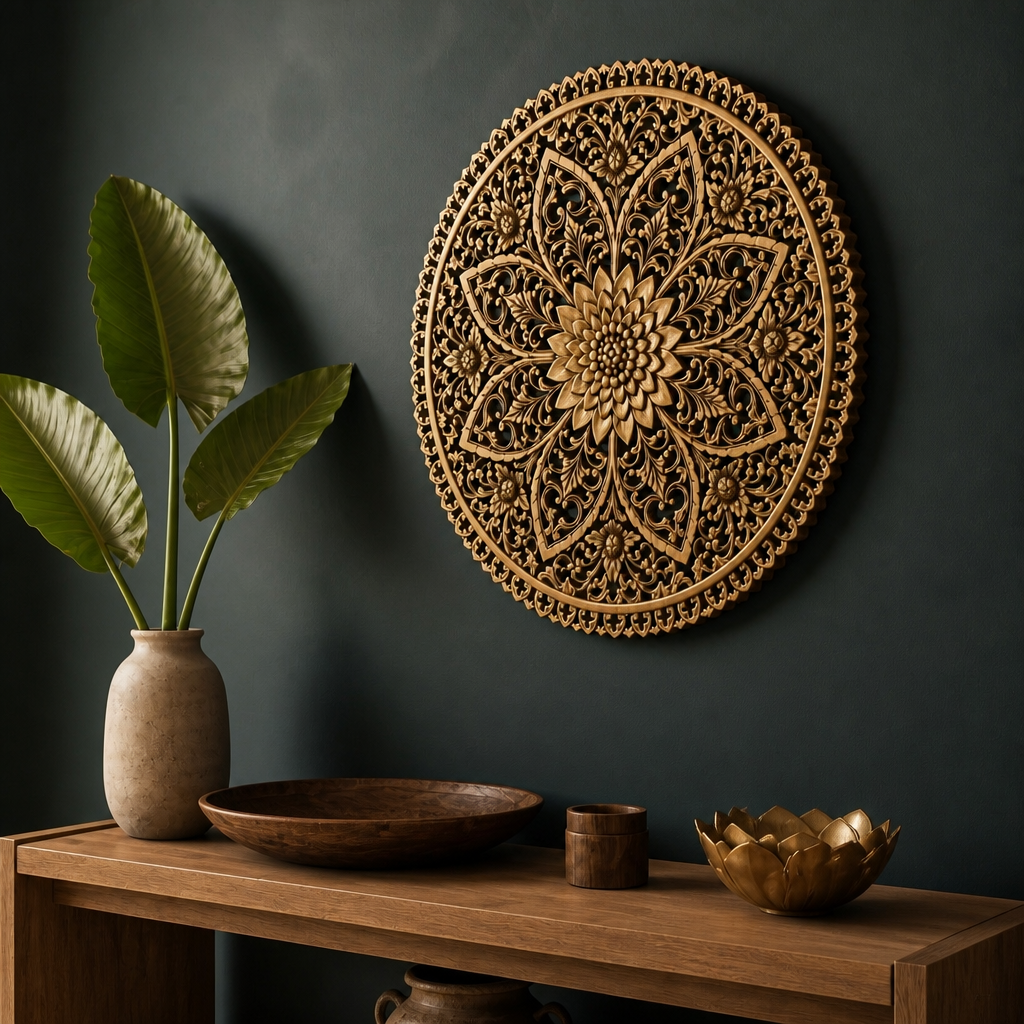 Carved Decorative Mandala "Kejayaan" - 80 cm
