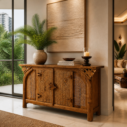 Hand-Carved Wooden Console Cabinet “Kamelia” – 170 cm