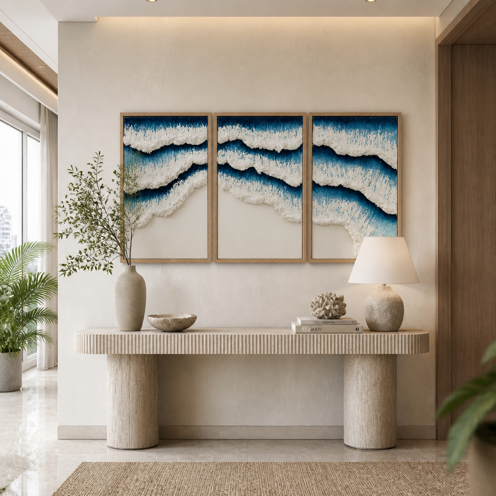 Bas-Relief Wall Art “Vague” – Set of 3 - 40 x 60 cm