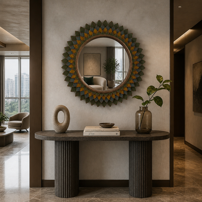 Hand Carved Mirror "Naraya" - Multicolor - 80 cm