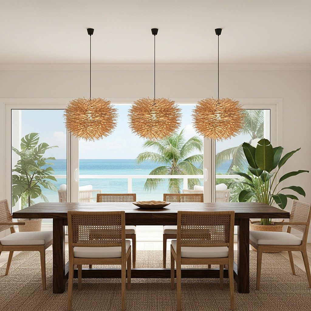 Rattan Pendant Lamp Shades "Sarang" - Natural - 50 cm
