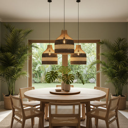 Rattan Pendant Lamp Shades "Mertasari Black"