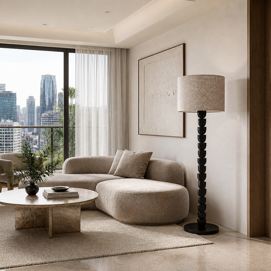 Wooden Floor Lamp in Black 'Le Naro' - 150 cm
