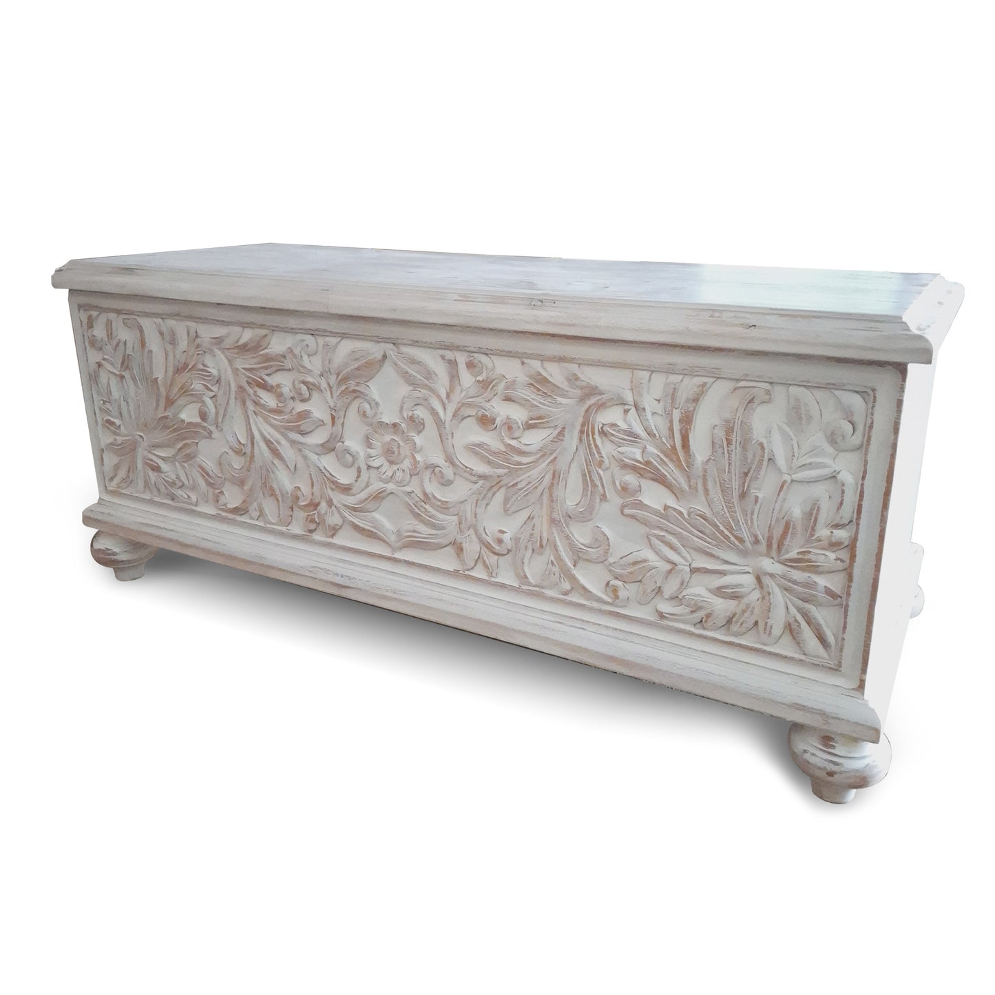 Custom Carved Wood Trunk "Cristina" - Antic Wash