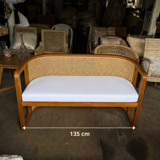 Cambria Wooden & Cane Sofa - 135 cm