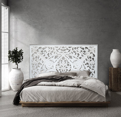 Half Cut Carved Bed Headboard "Teratai" - USA