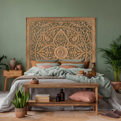 Carved Bed Headboard "Cahaya" - Export