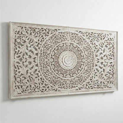 Half Manusa Mandala Bed Headboard Manusa - White Wash - USA