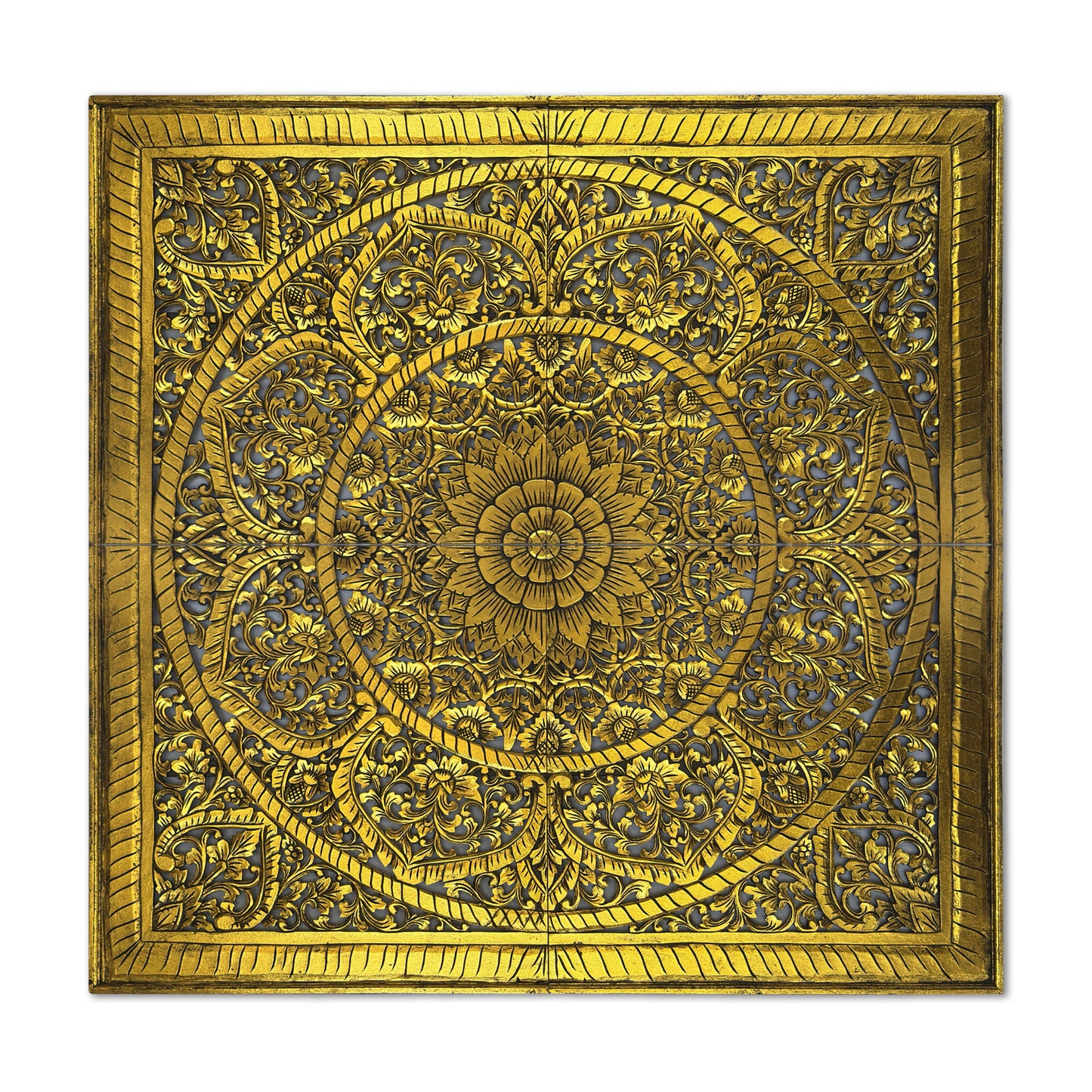 Carved Bed Headboard "Manusa" - Gold Antique