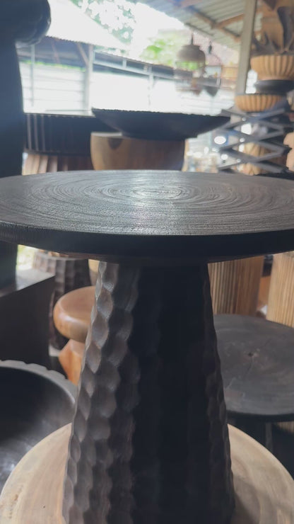 Wooden Side Table / Stool 'Ruang' in Black - 50 x 50 cm