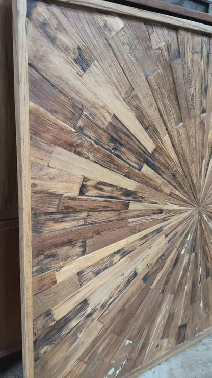 Reclaimed Wood Starburst Mosaic 'Sekala' - 110 x 95 cm
