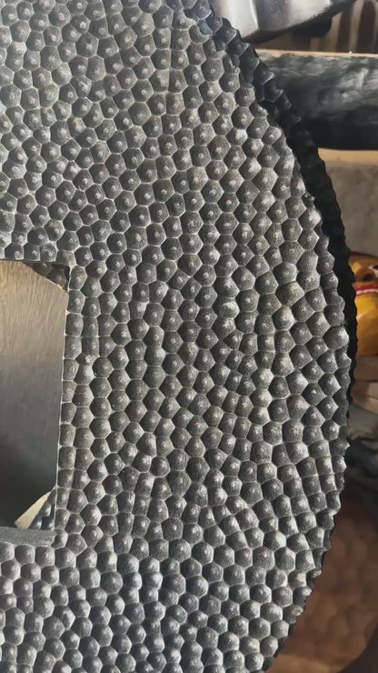 Wooden Round Sculptured Mirror "Pariaman" - Black - 70 cm