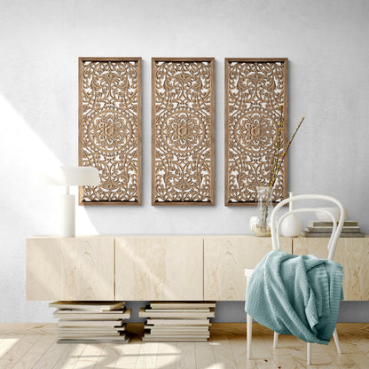 Set of 3 Decorative Panels "Amara" - Natural wash 100 cm